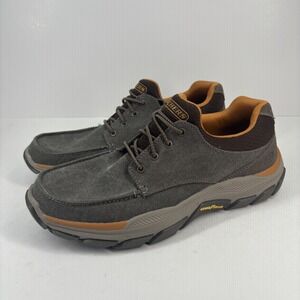 Skechers Respected Loleto Men's 9 Brown/Gray Moc Toe Bungee Lace Slip-On Shoes